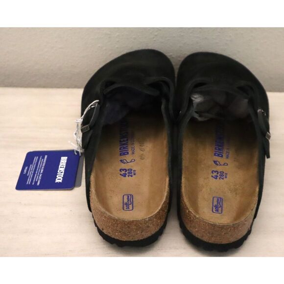 Birkenstock 0660471 Men's Sz 43 US 10 Black Suede Boston Soft Footbed Clogs - Picture 3 of 15